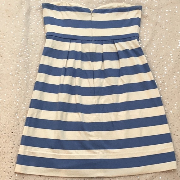 J Crew Blue & White striped Strapless Dress Sz 8 - Picture 6 of 8